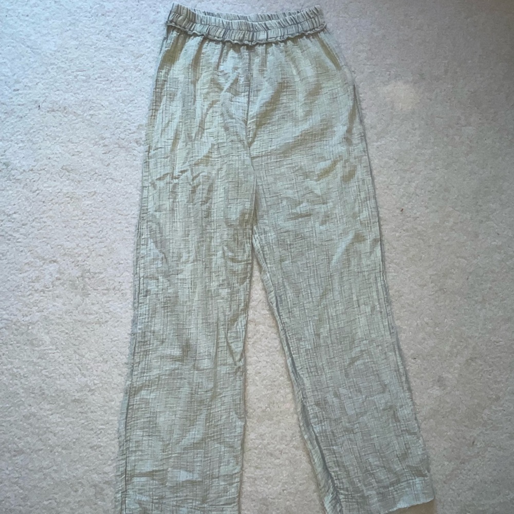 Light Green Textured Pants